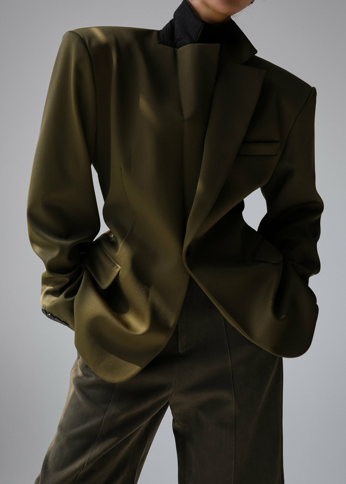 Naima Belted Blazer Khaki - Women