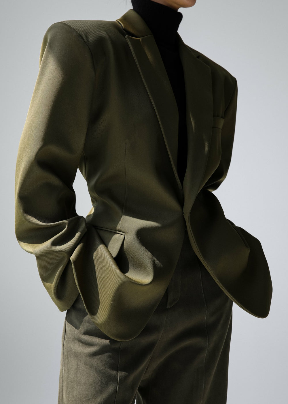 Naima Belted Blazer Khaki - Women