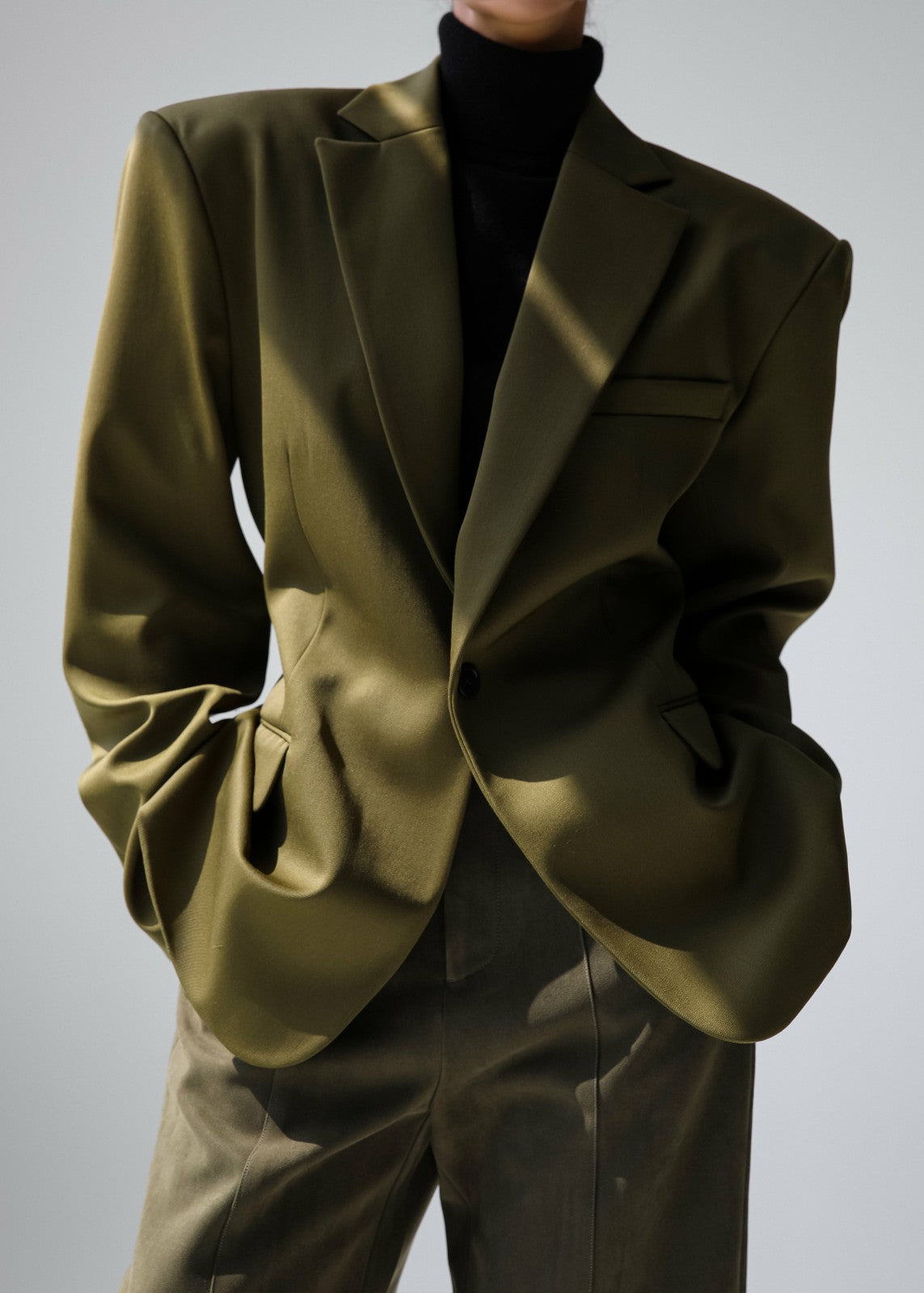 Naima Belted Blazer Khaki - Women