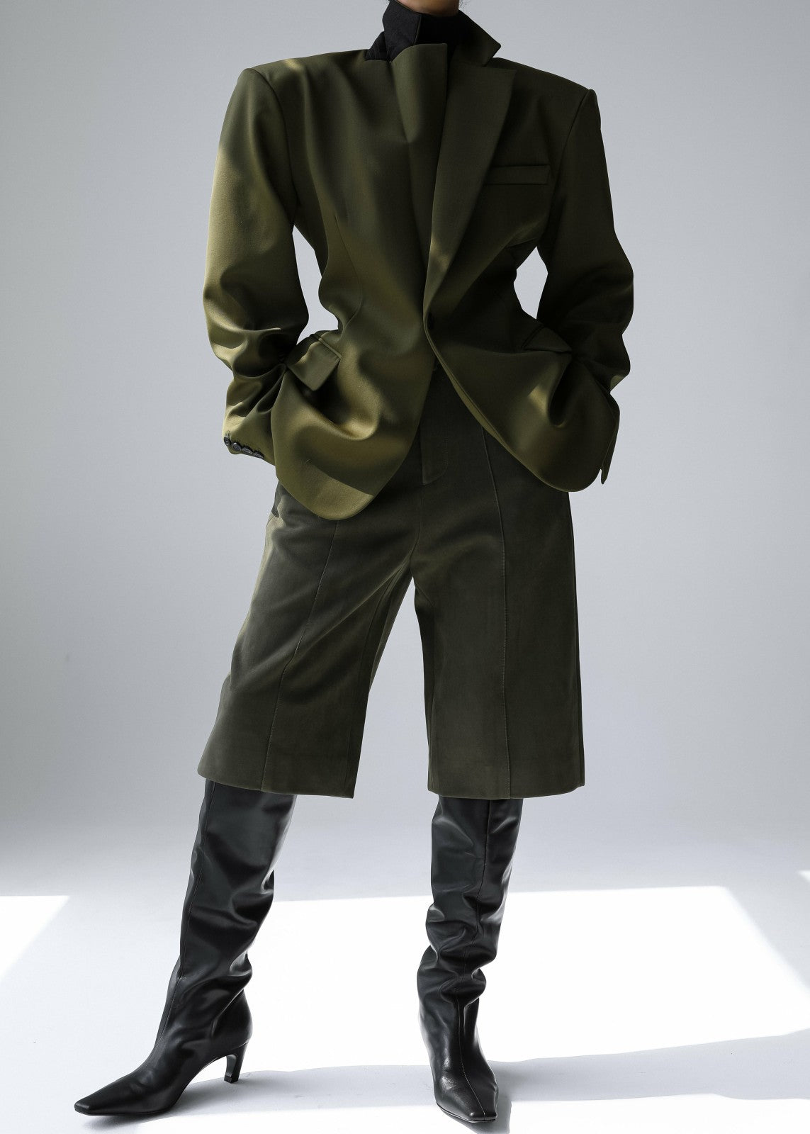 Naima Belted Blazer Khaki - Women