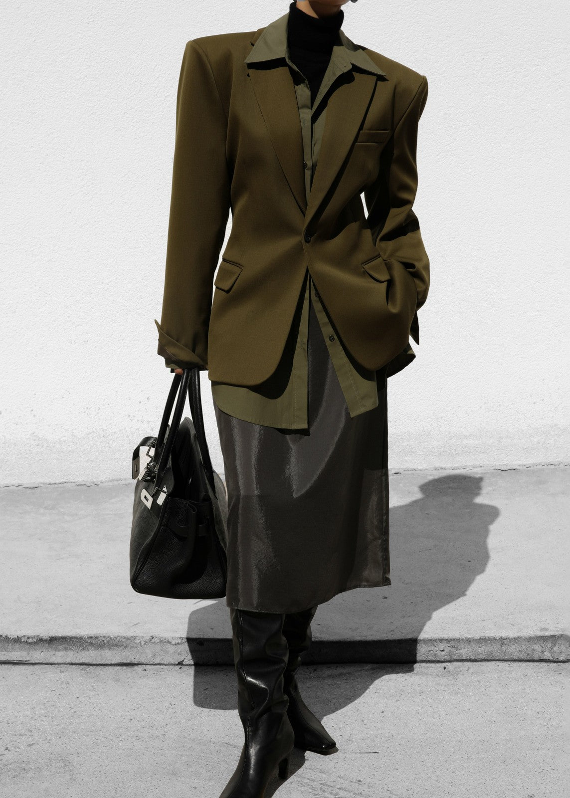 Naima Belted Blazer Khaki - Women