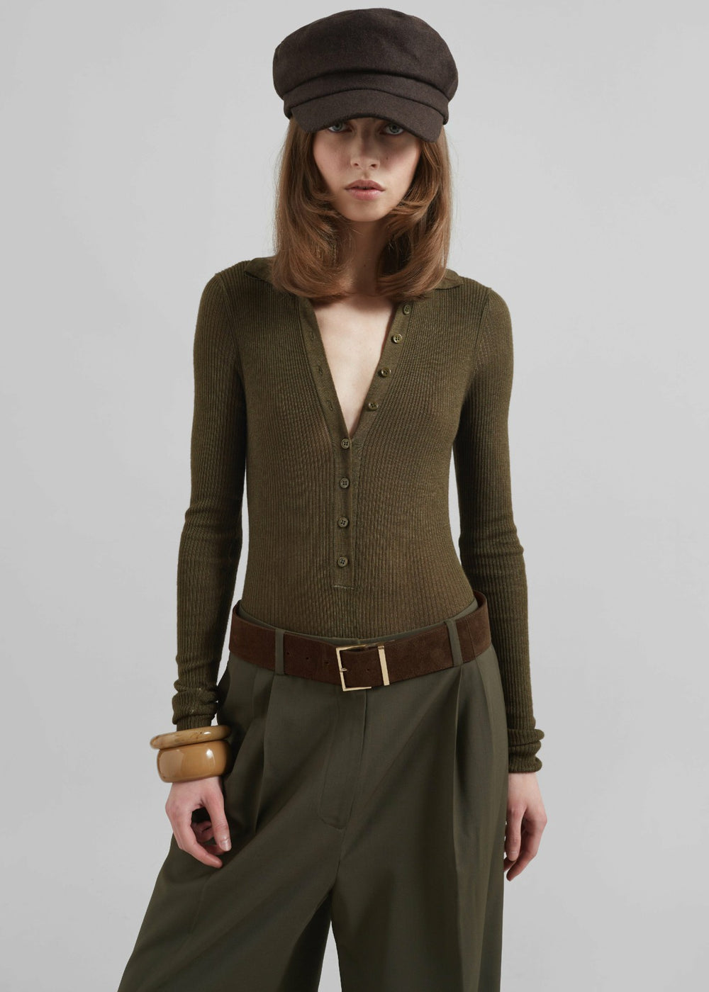 Evro Suede Leather Belt Brown/Gold - Women