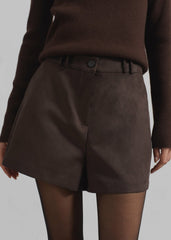 Merida Faux Suede Shorts Brown - Women