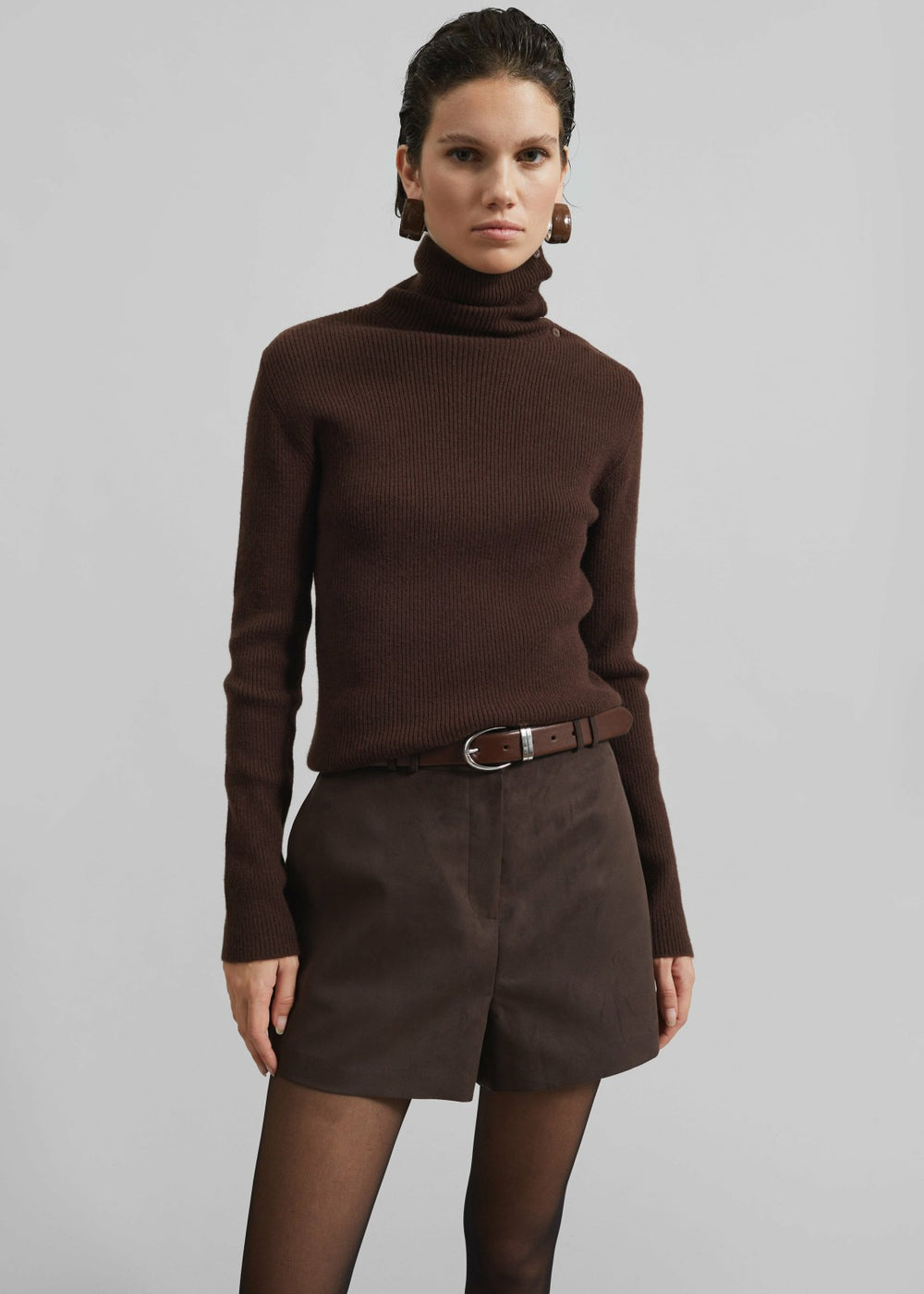 Merida Faux Suede Shorts Brown - Women