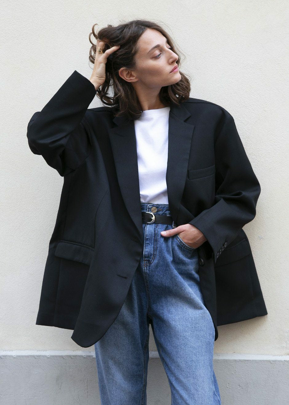 Frankie Oversized Boyfriend Blazer Black - Women