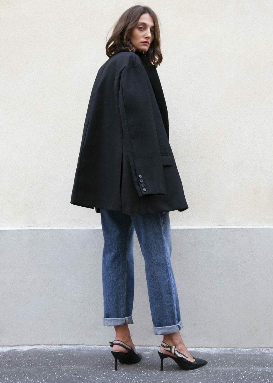 Frankie Oversized Boyfriend Blazer Black - Women