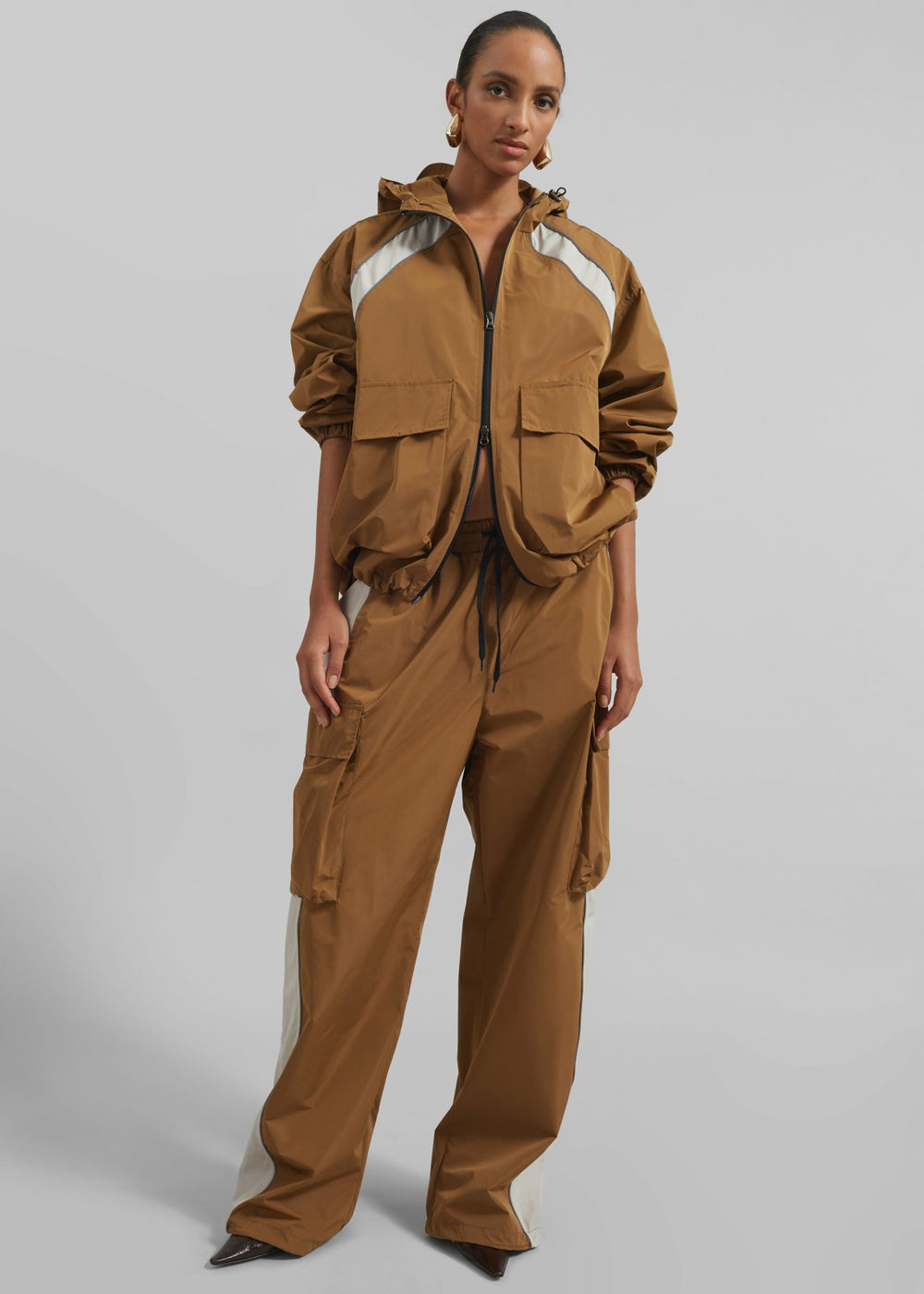 Navan Windbreaker Cargo Jacket Brown - Women