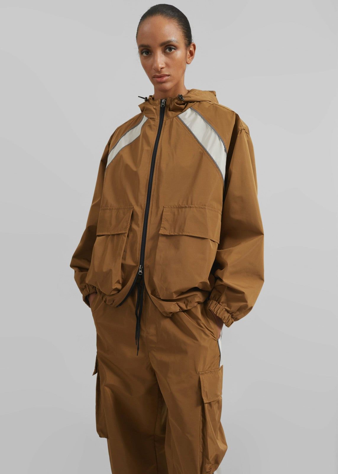Navan Windbreaker Cargo Jacket Brown - Women