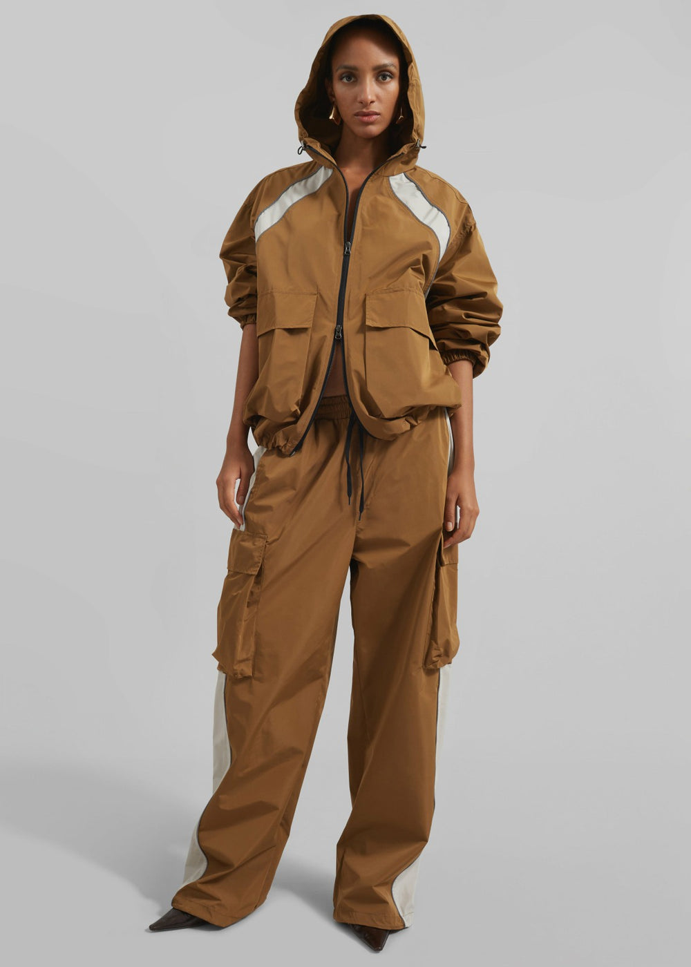 Navan Windbreaker Cargo Jacket Brown - Women