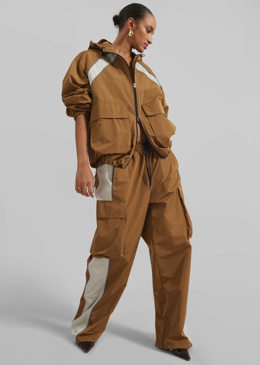 Navan Windbreaker Cargo Jacket Brown - Women