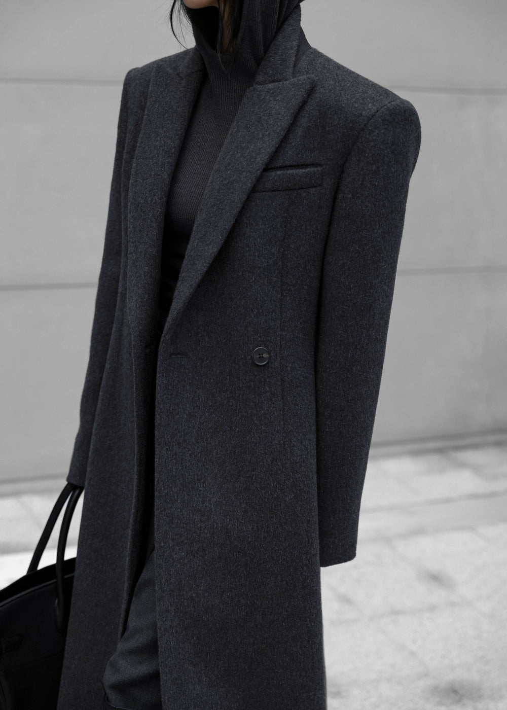 Melva Long Coat Charcoal - Women