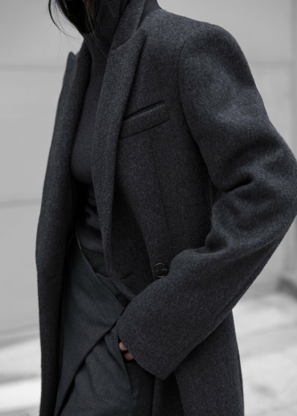 Melva Long Coat Charcoal - Women