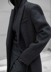 Melva Long Coat Charcoal - Women