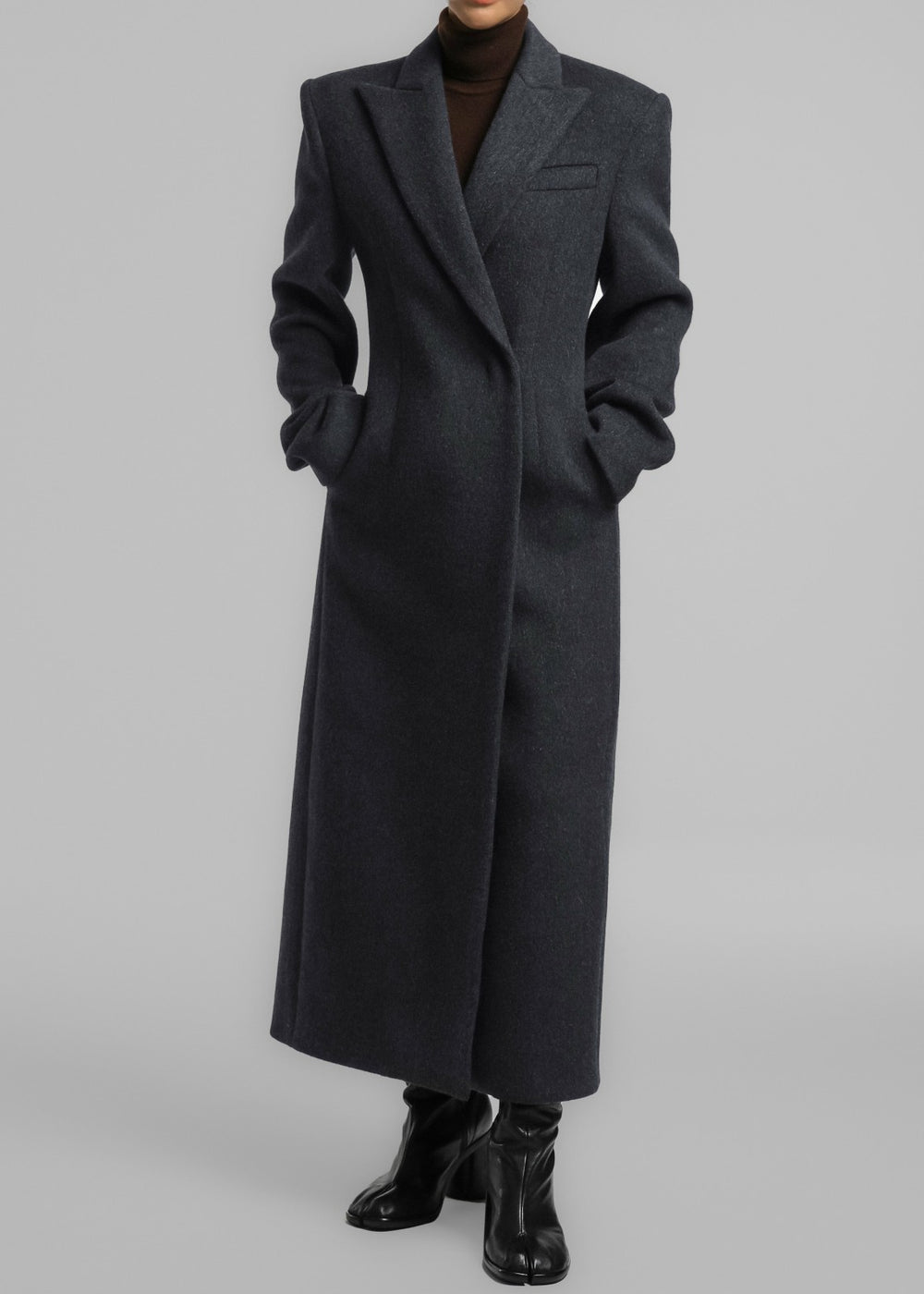Melva Long Coat Charcoal - Women