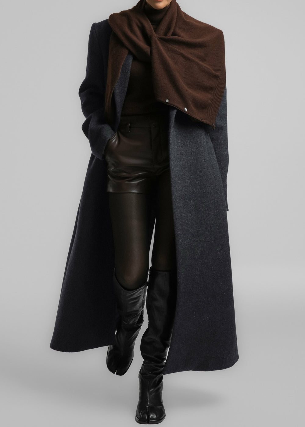Melva Long Coat Charcoal - Women