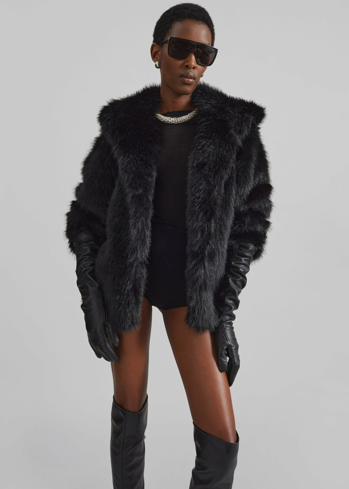 Nivala Faux Fur Hooded Jacket Black - Women