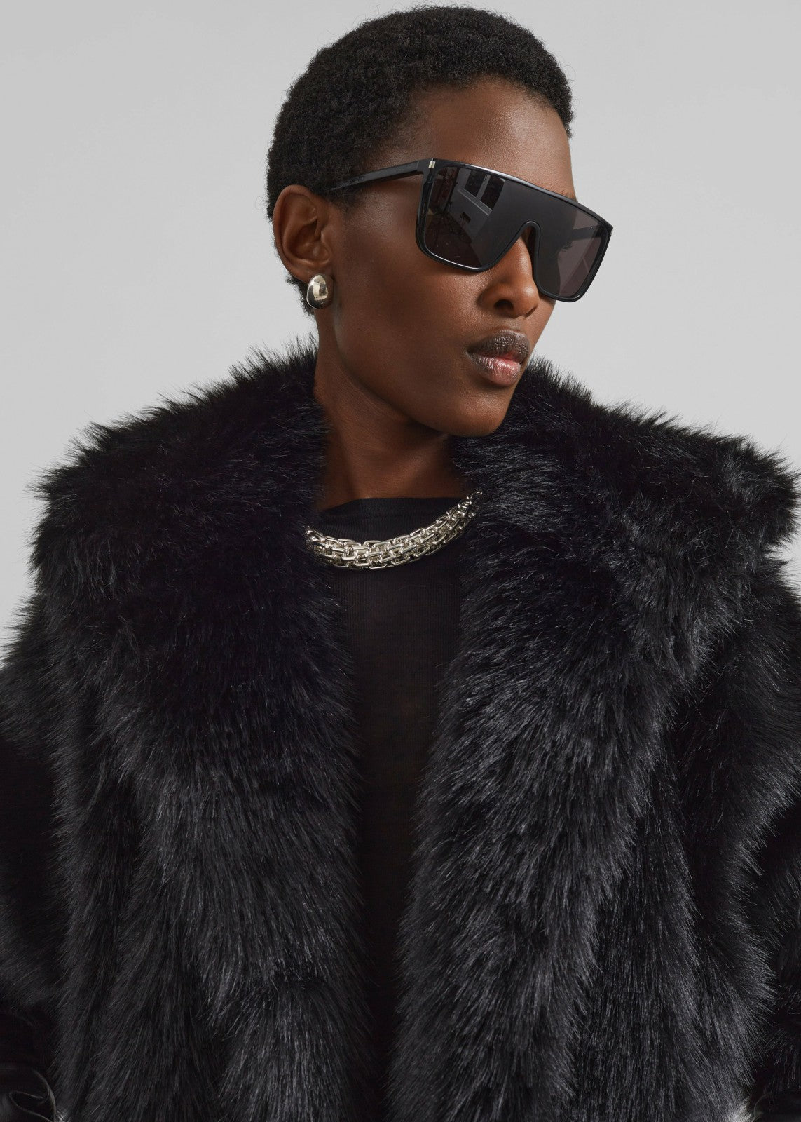 Nivala Faux Fur Hooded Jacket Black - Women