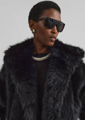 Nivala Faux Fur Hooded Jacket Black - Women