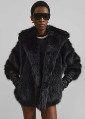 Nivala Faux Fur Hooded Jacket Black - Women