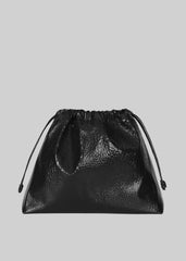Morgan Crackled Faux Leather Large Pouch Black - Women