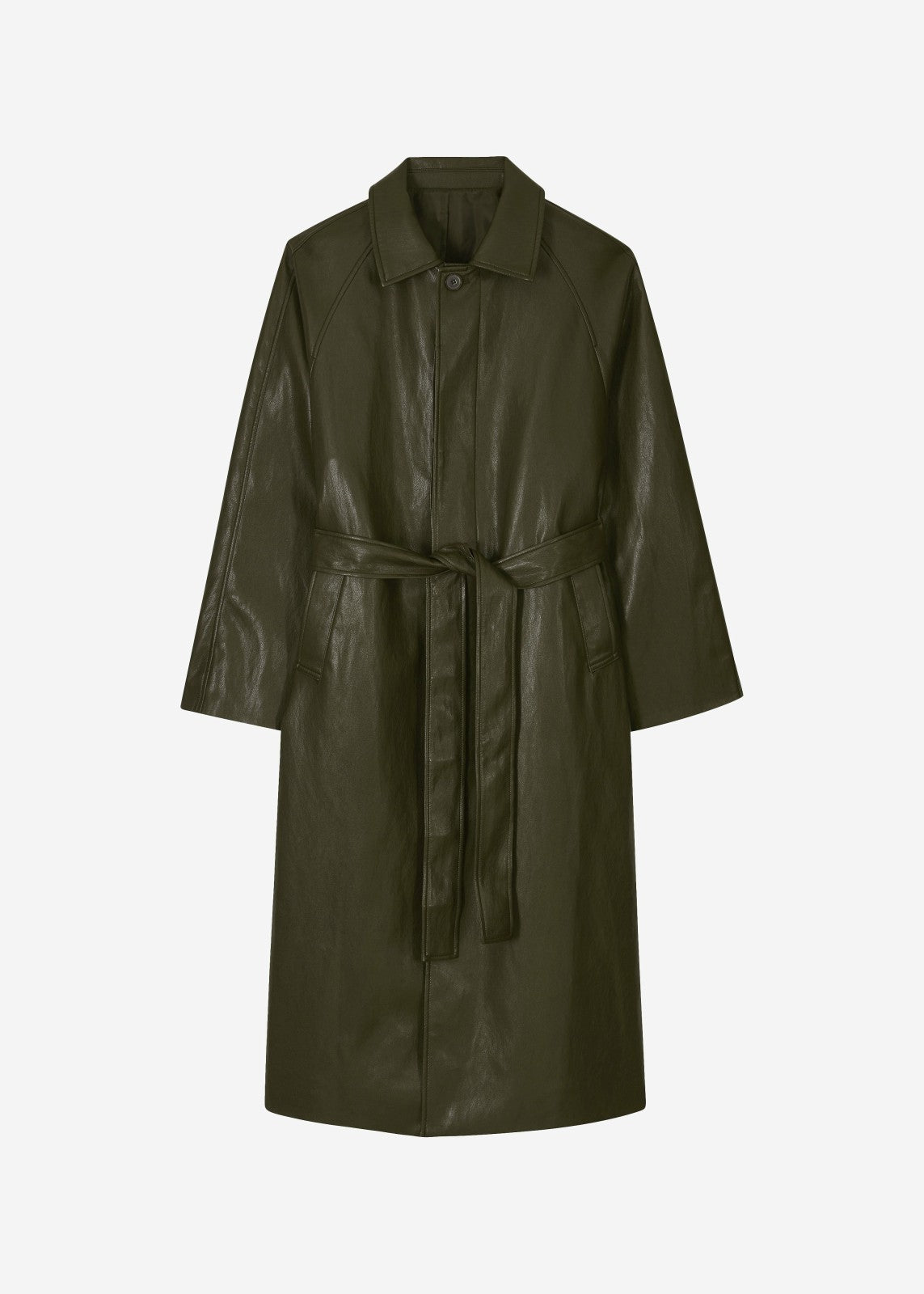 Skane Faux Leather Trench Khaki - Women