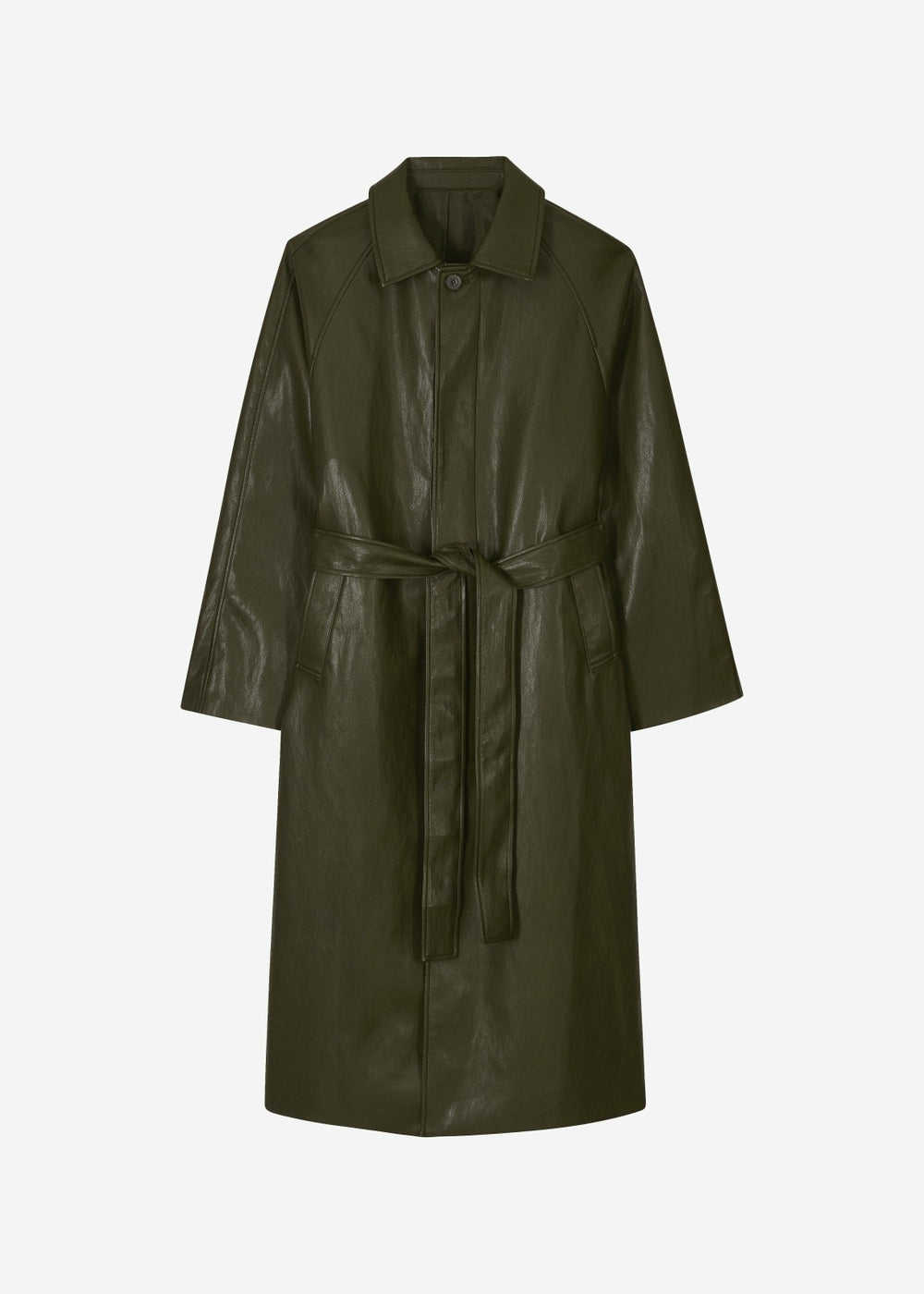 Skane Faux Leather Trench Khaki - Women