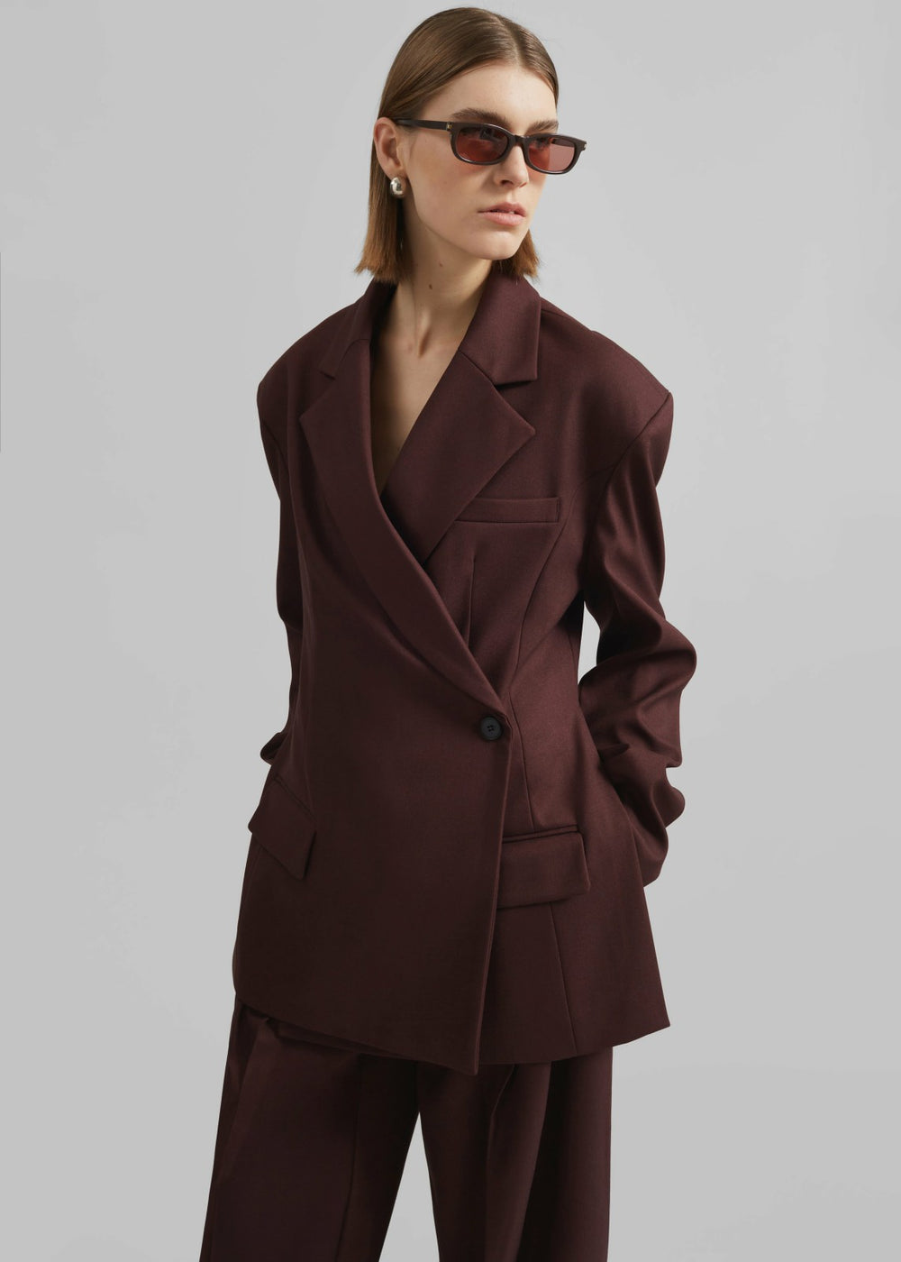 Durham Crossover Blazer Burgundy - Women