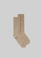 Kano Cashmere Ribbed Socks Taupe - Women