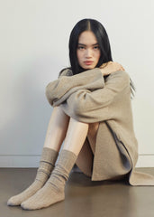 Kano Cashmere Ribbed Socks Taupe - Women