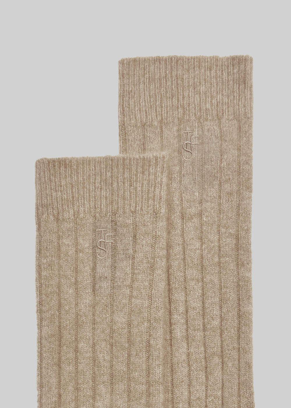 Kano Cashmere Ribbed Socks Taupe - Women