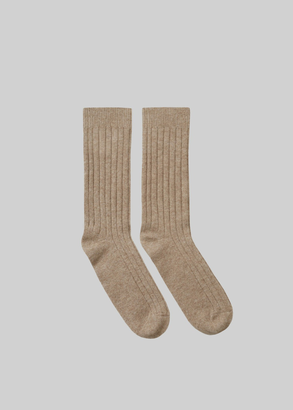 Kano Cashmere Ribbed Socks Taupe - Women