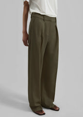 Daytona Pleated Trousers Khaki - Women