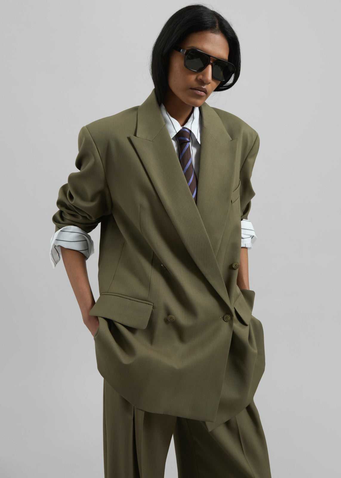 Newark Double Breasted Blazer Khaki - Women
