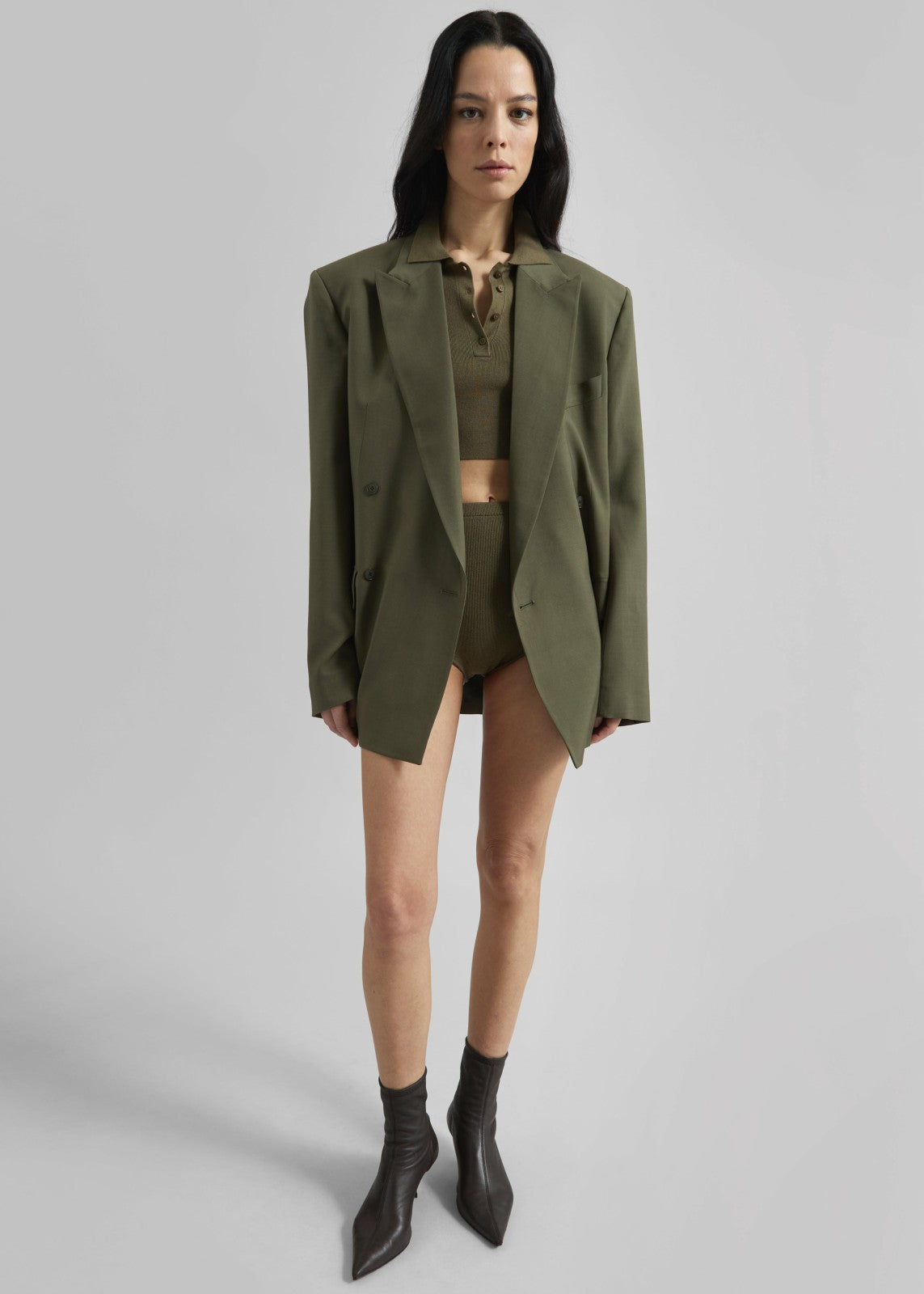 Newark Double Breasted Blazer Khaki - Women