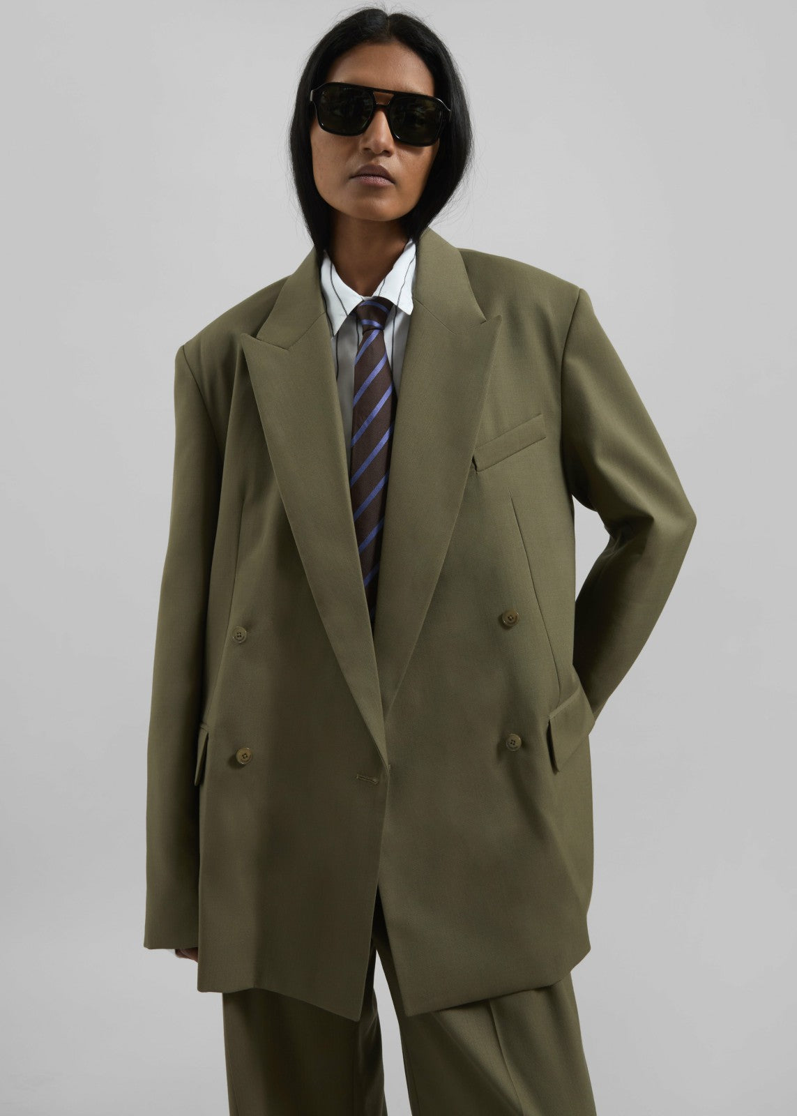 Newark Double Breasted Blazer Khaki - Women