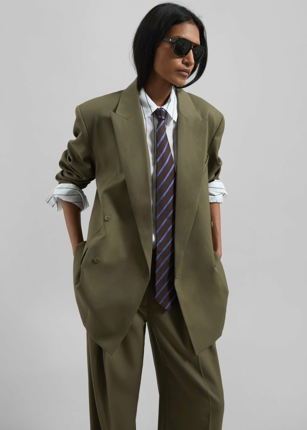 Newark Double Breasted Blazer Khaki - Women