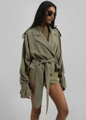 Simona Short Trench Khaki - Women