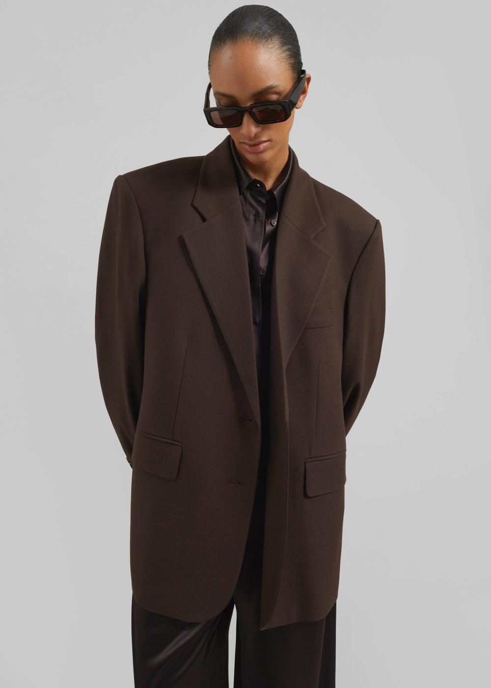 Linnea Oversized Wool Blazer Brown - Women