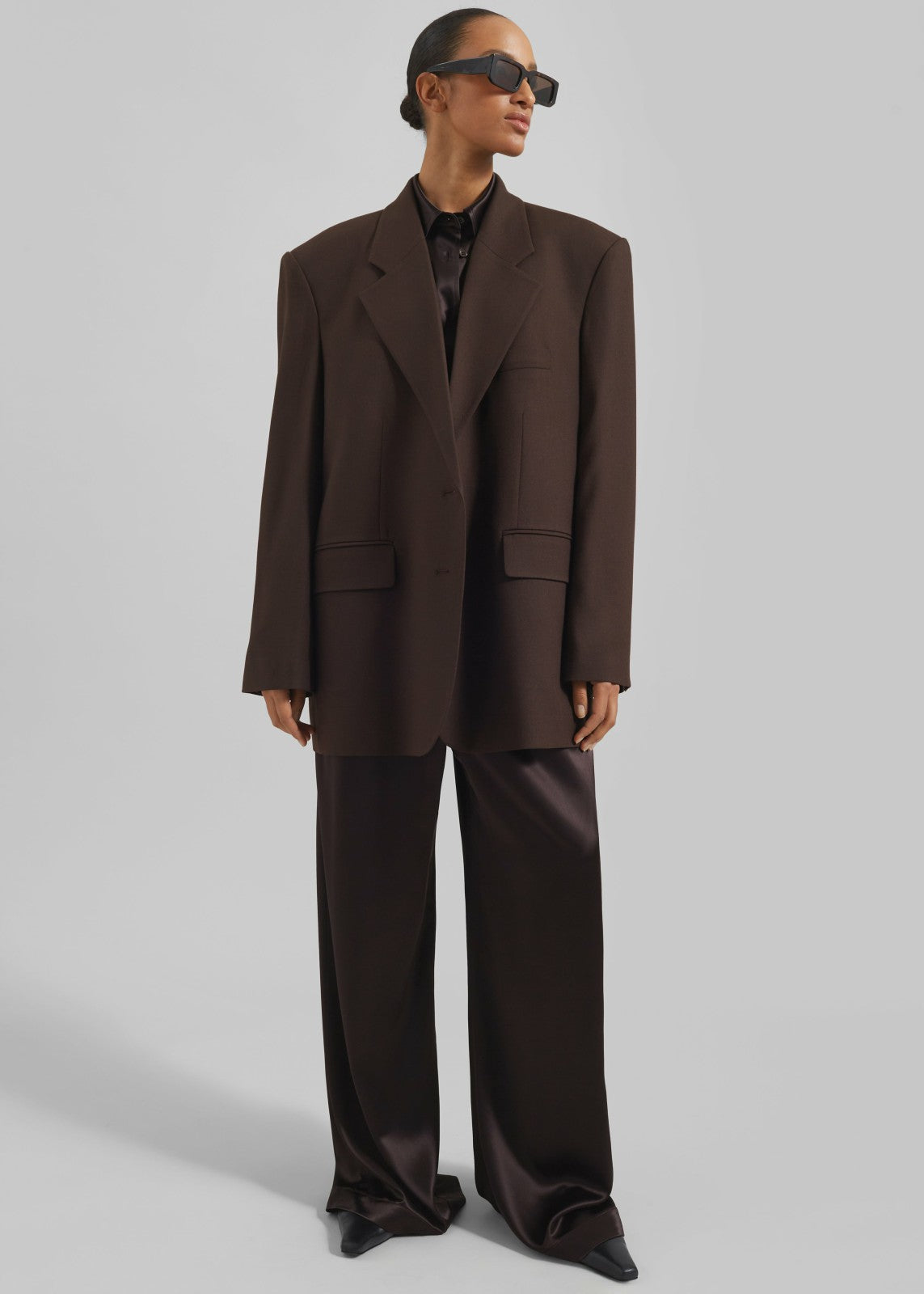 Linnea Oversized Wool Blazer Brown - Women