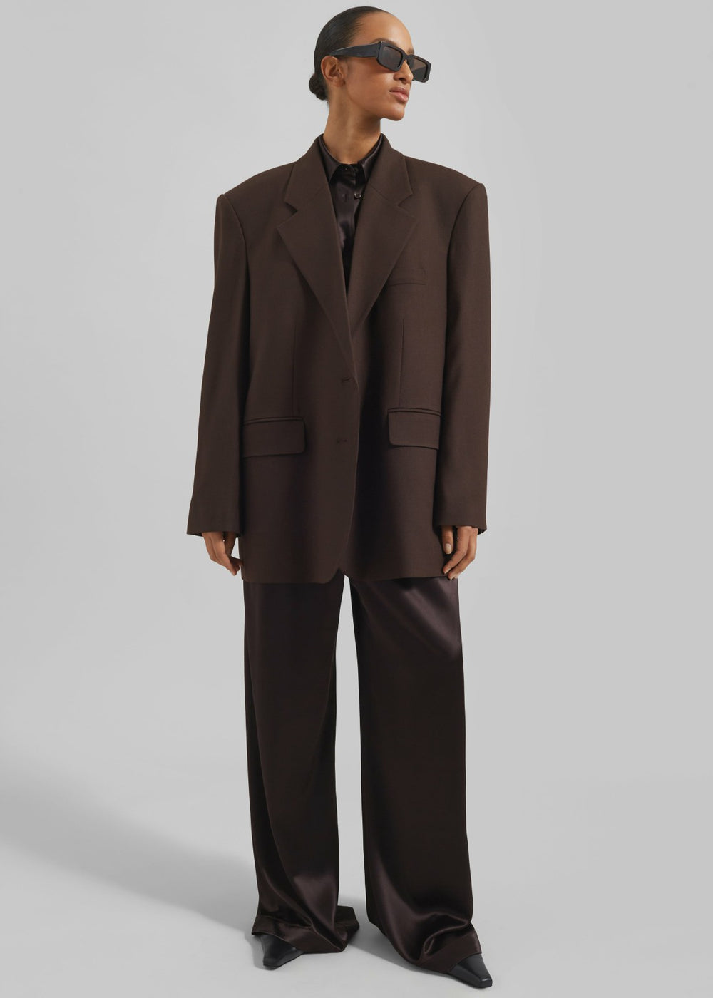 Linnea Oversized Wool Blazer Brown - Women