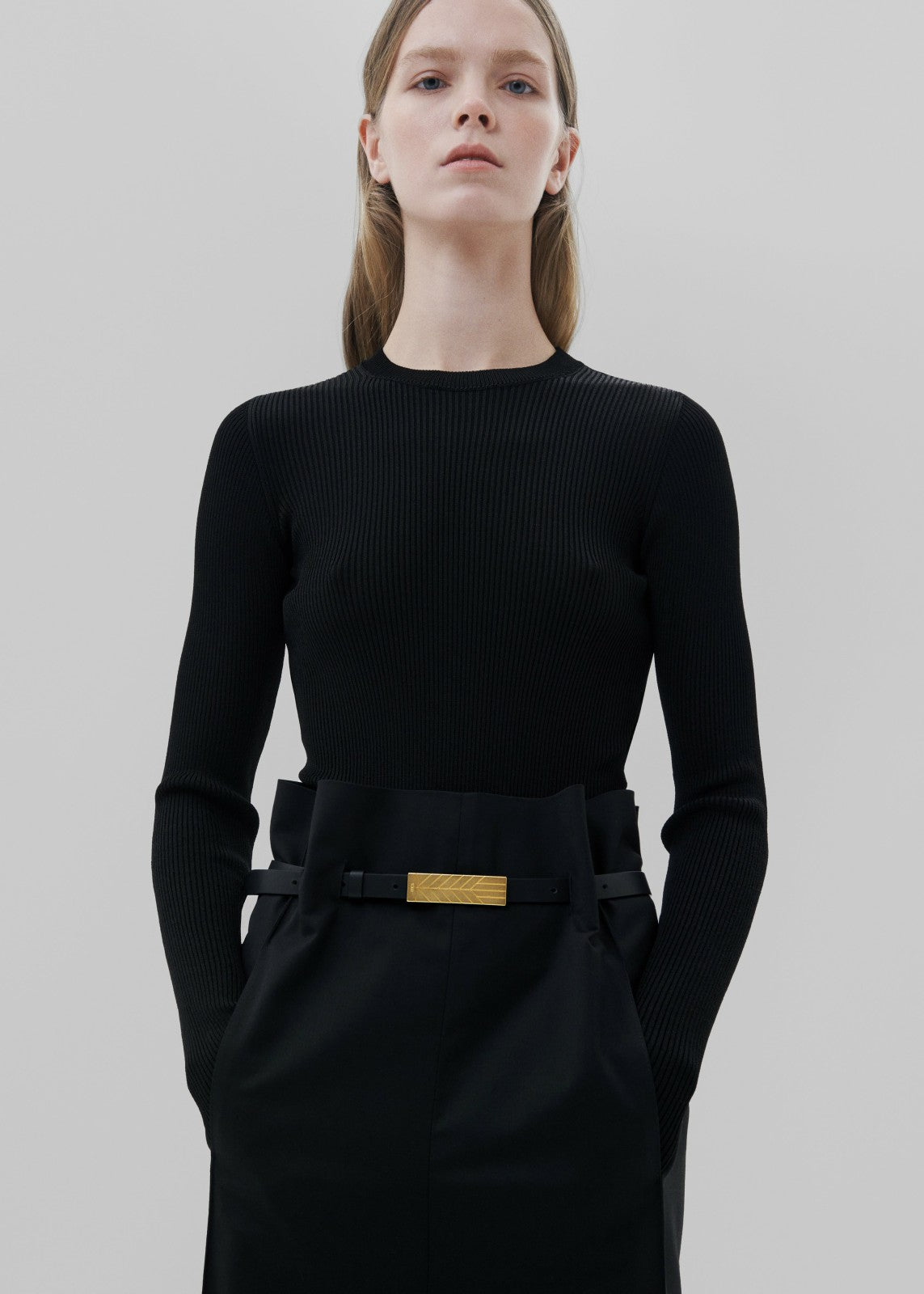Bevza Belt With Spikelet Buckle Black/Gold - Women