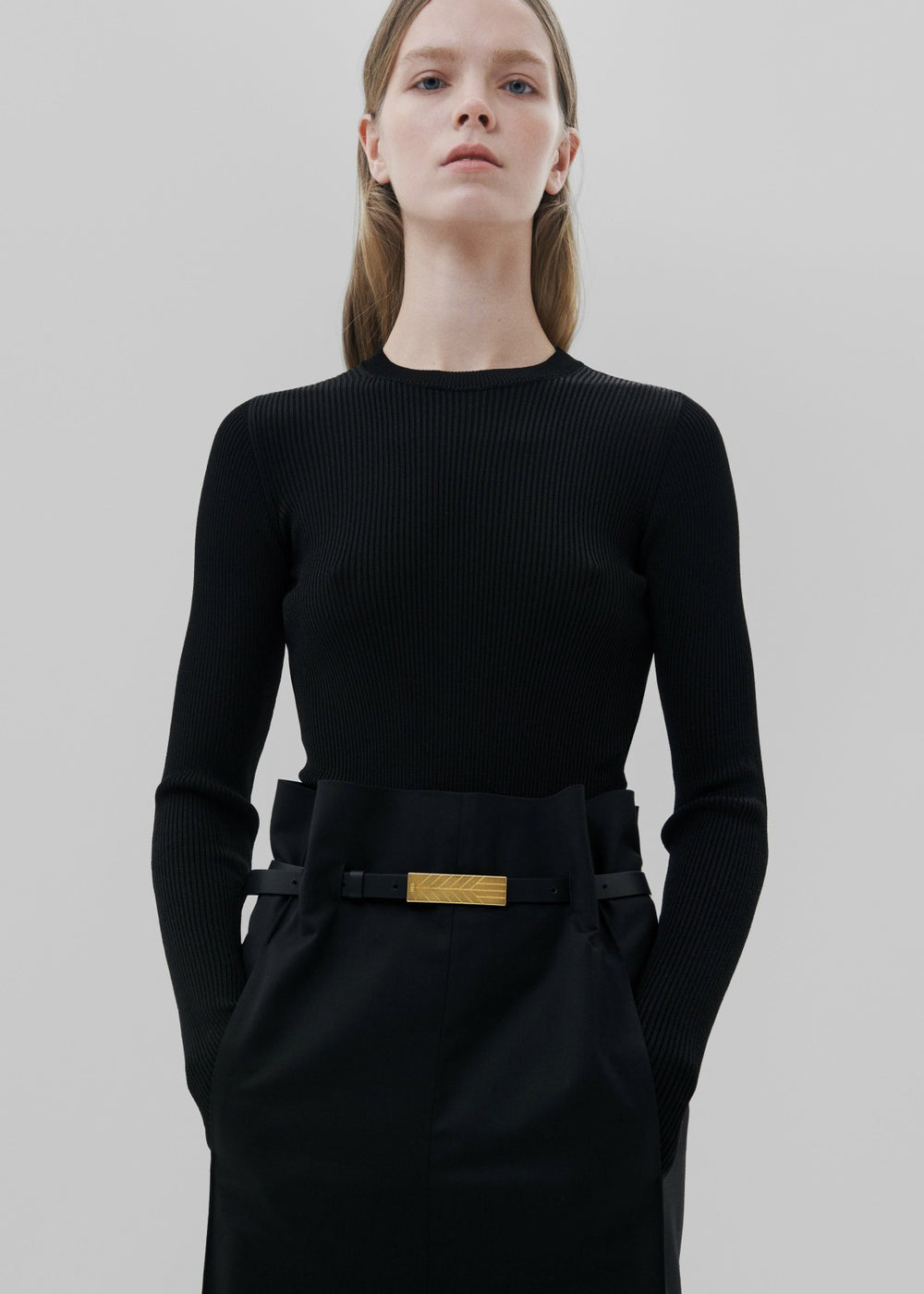 Bevza Belt With Spikelet Buckle Black/Gold - Women