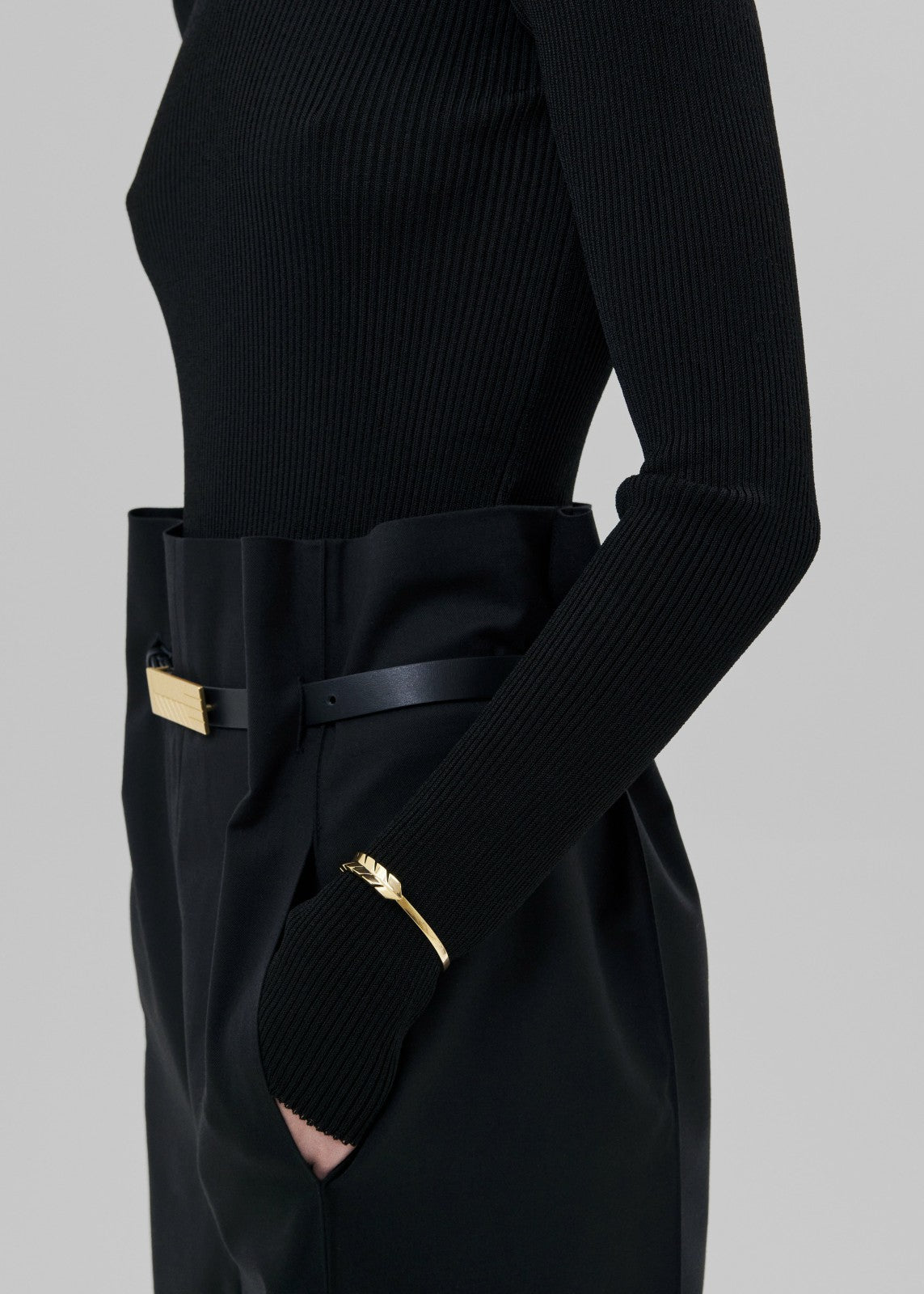 Bevza Belt With Spikelet Buckle Black/Gold - Women