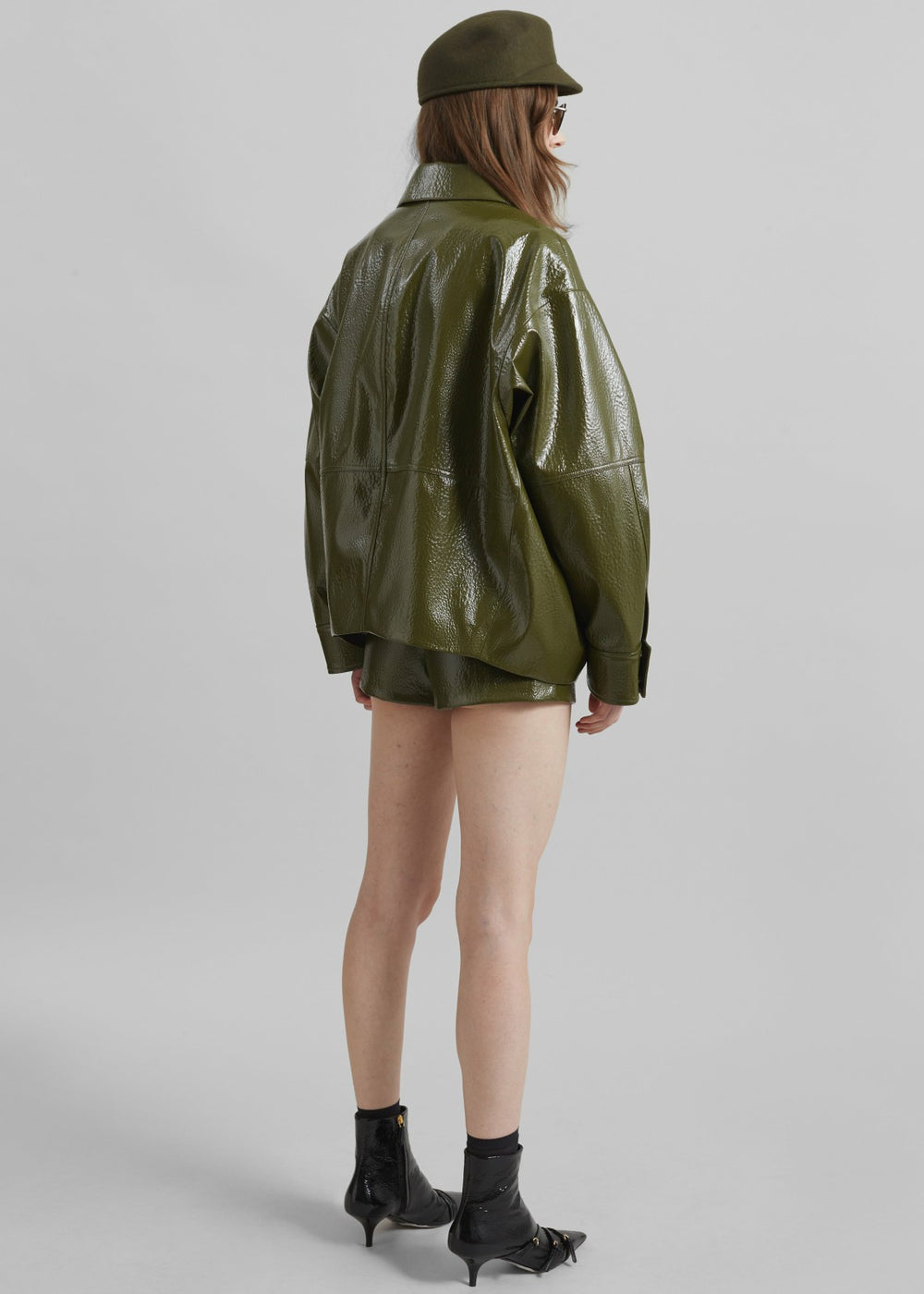 Arbor Crackled Faux Leather Jacket Olive - Women