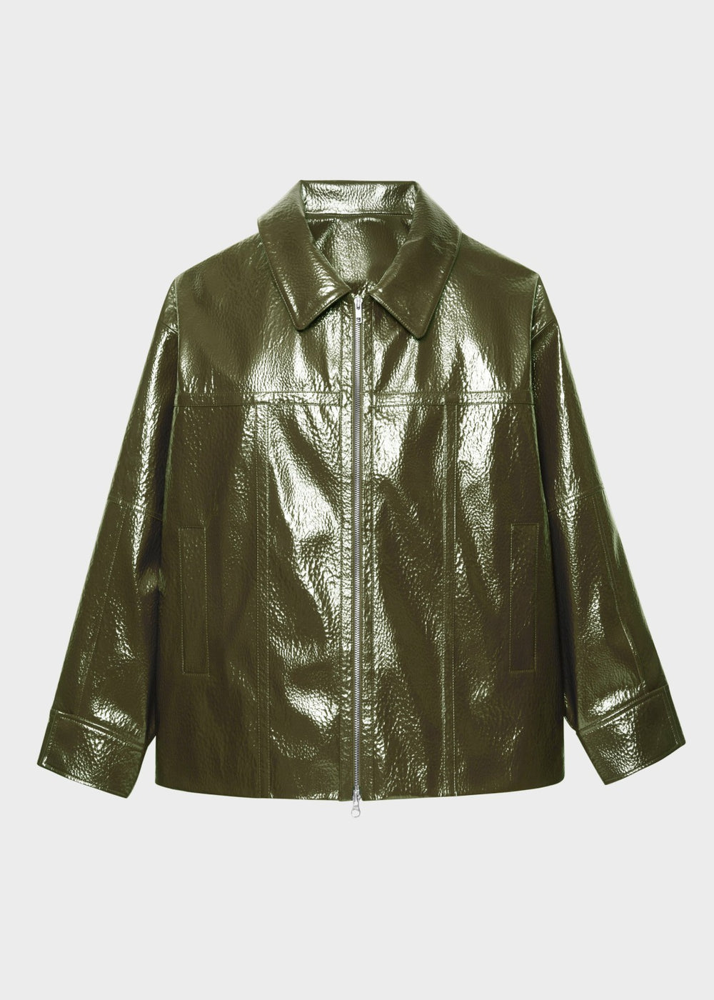 Arbor Crackled Faux Leather Jacket Olive - Women