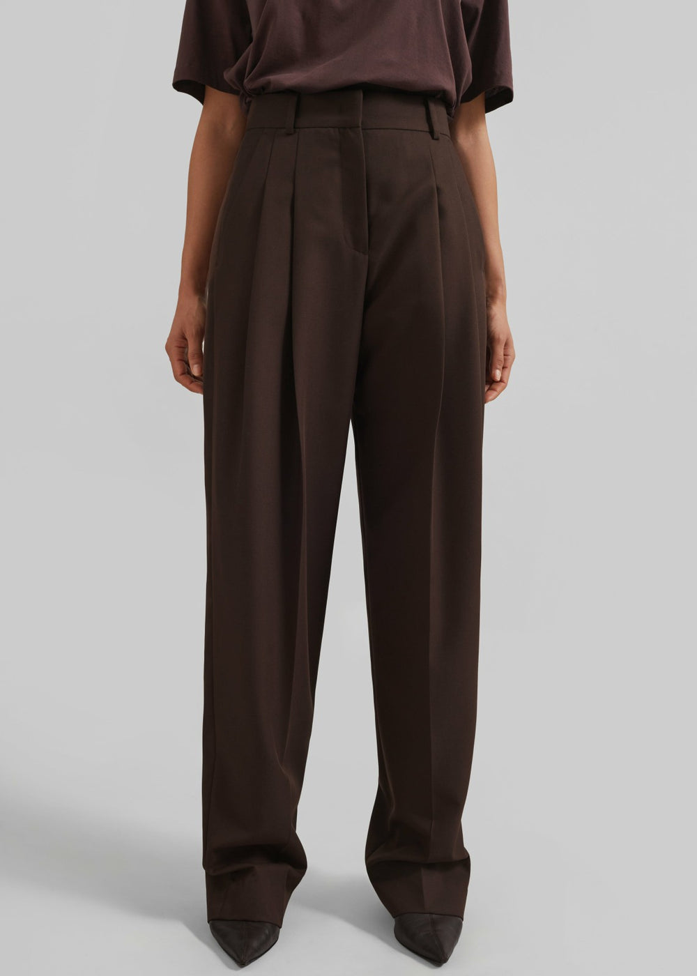 Gelso Pleated Twill Trousers Brown - Women