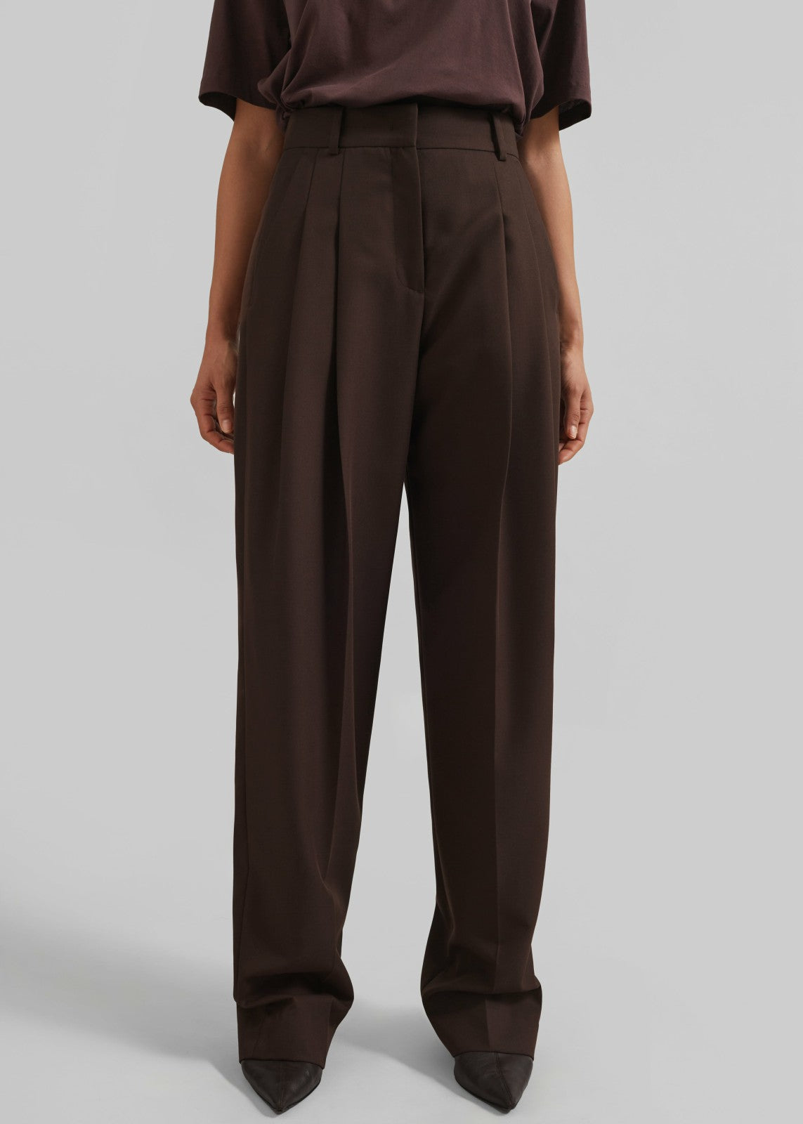Gelso Pleated Twill Trousers Brown - Women