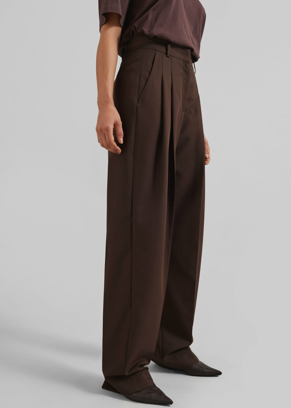 Gelso Pleated Twill Trousers Brown - Women