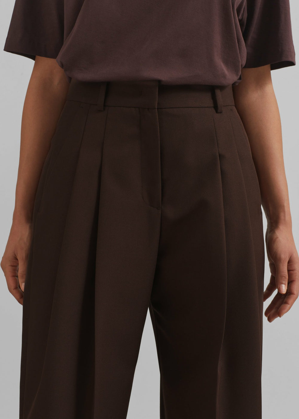 Gelso Pleated Twill Trousers Brown - Women