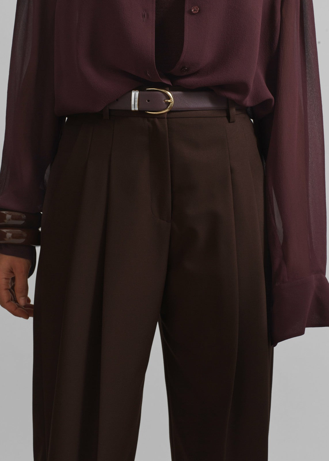 Gelso Pleated Twill Trousers Brown - Women